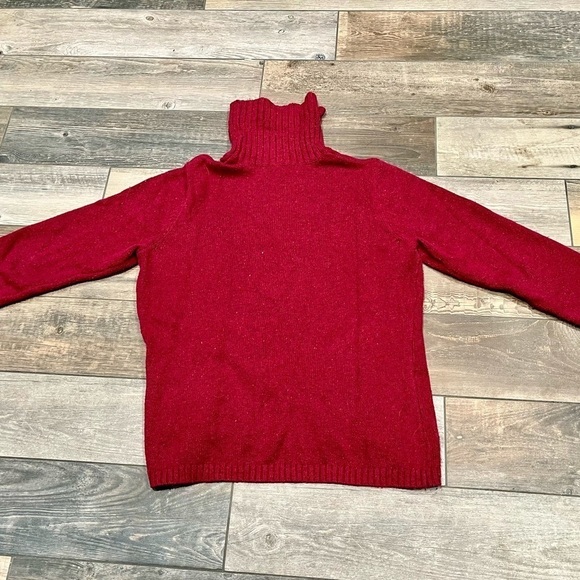 LL Bean Womens vintage Sz L Thick Chunky Speckled Red Knit Turtleneck Sweater - Picture 7 of 7
